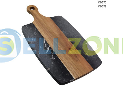 Σανίδα κοπής από φυσικό ξύλο ακακίας με σχέδιο από μάρμαρο – DD570 / DD571